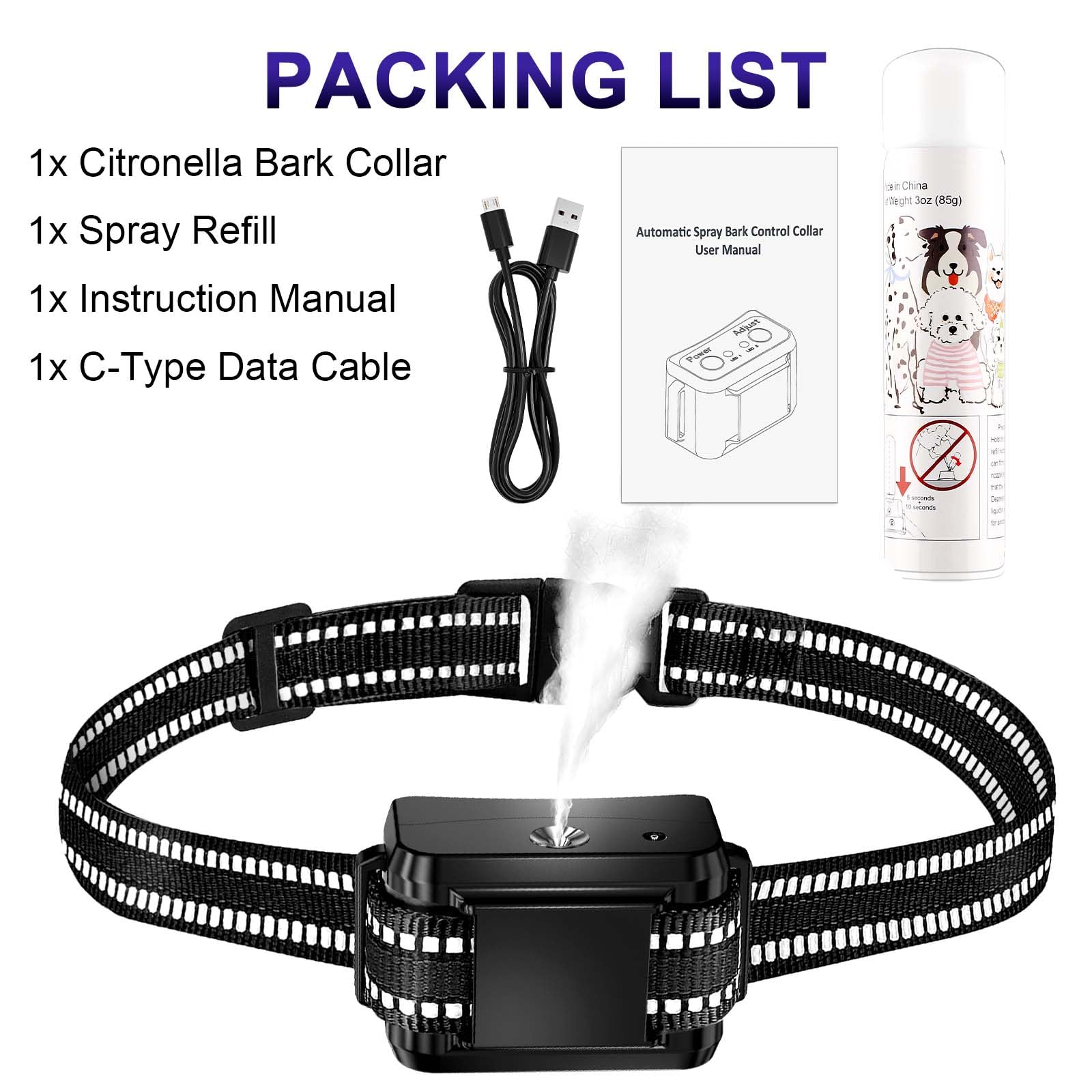 Zylfexo Citronella Collar charging port and 2-hour quick charge.