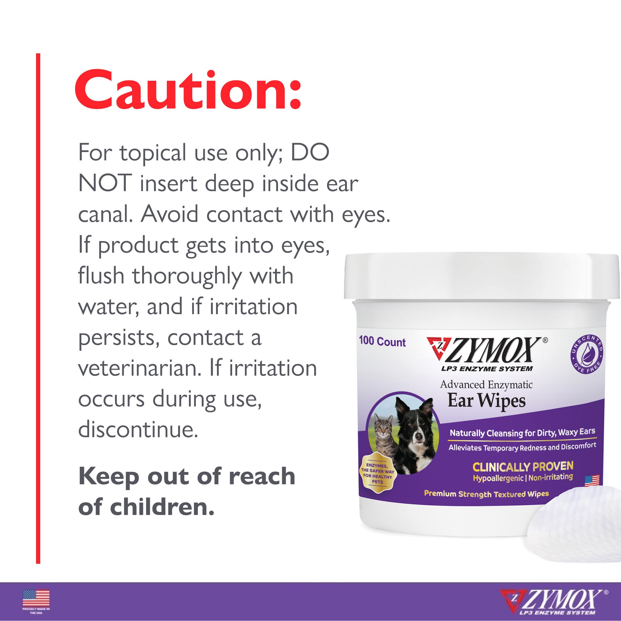 Zymox wipes include aloe vera to soothe temporary redness