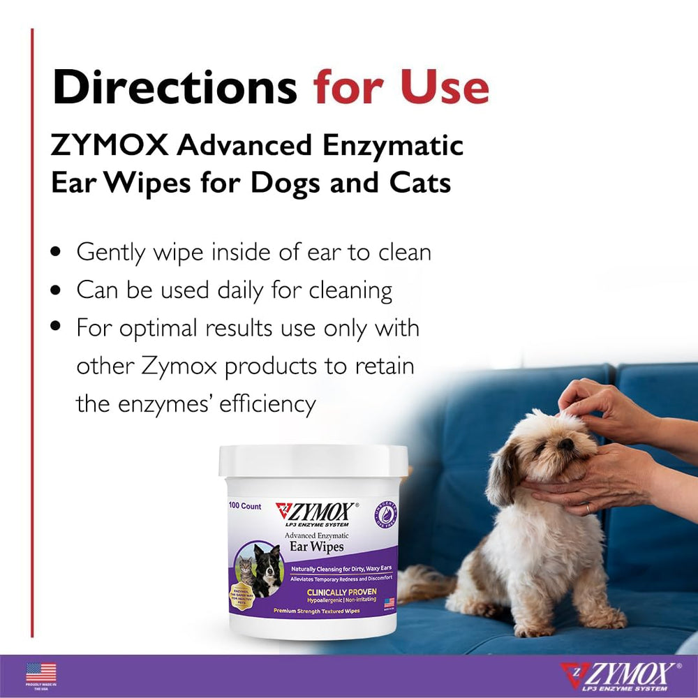 Zymox Advanced Ear Wipes assist dog ear cleaning for comfortable ears