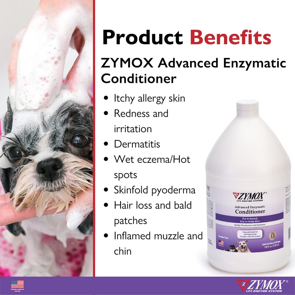 ZYMOX Advanced Leave-On Conditioner detangles coat for easier grooming and a smoother feel.
