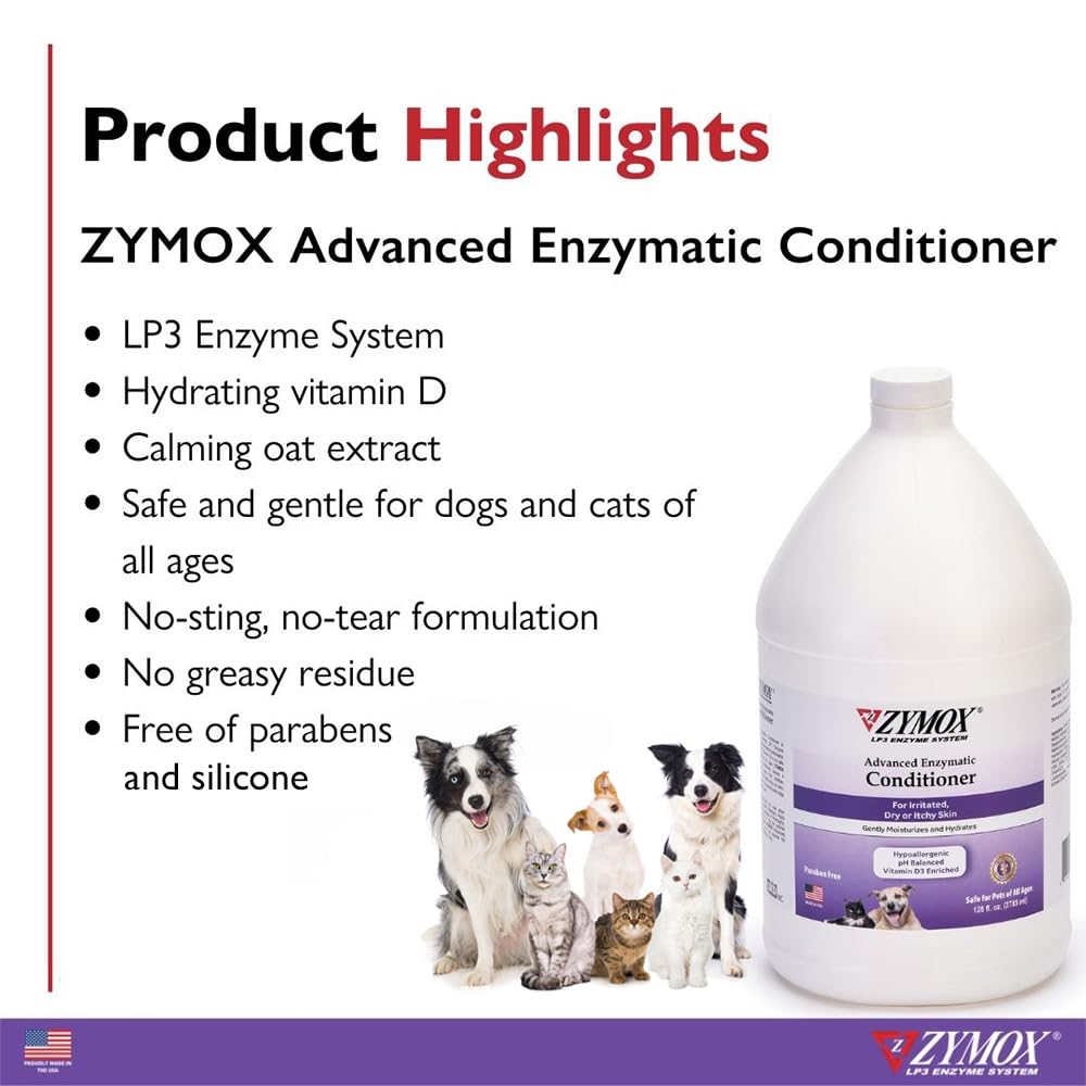 ZYMOX Advanced Leave-On Conditioner nourishes skin with Vitamin D3 and Oat Extract for comfort.