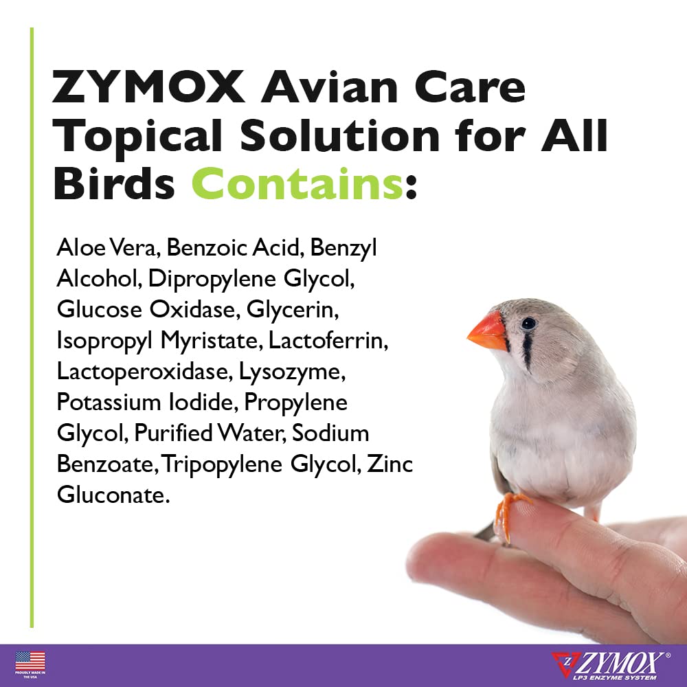 Application of Zymox Avian Care Topical Spray on a bird's irritated skin areas
