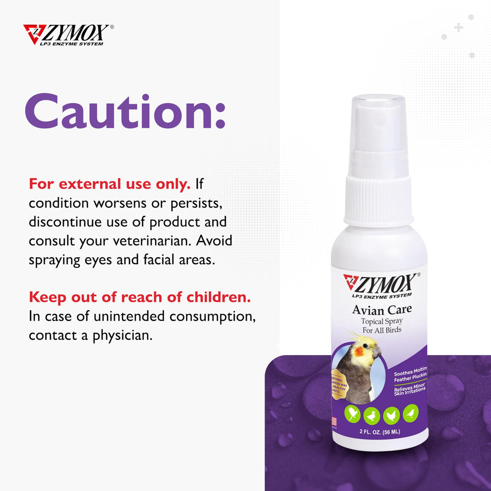 Spot on dry skin patch treated with Zymox Avian Care Topical Spray