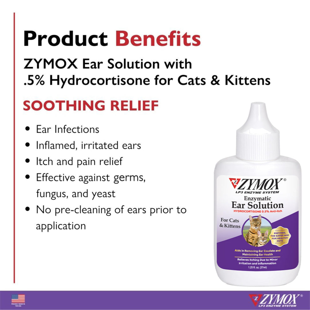 Zymox Cat Ear Care setup shows easy, ready-to-use routine for cats.