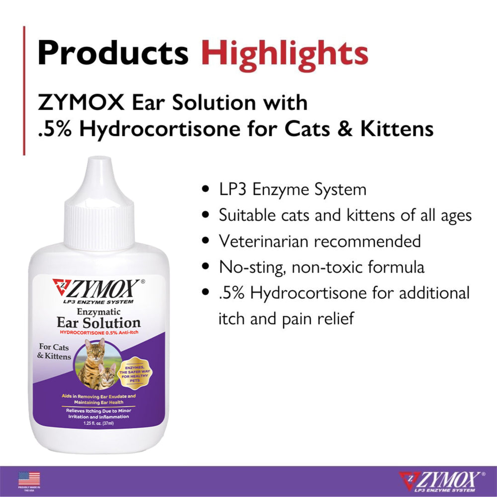 Zymox Ear Canal Cleanse action highlights cleaning and refreshing your pet's ears.
