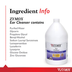 Zymox ear cleanser application close-up demonstrates gentle cleansing in action.