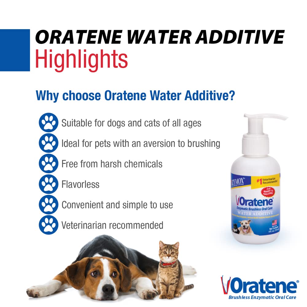 Zymox Oratene flavorless solution dispensed for painless hydration-based dental care.