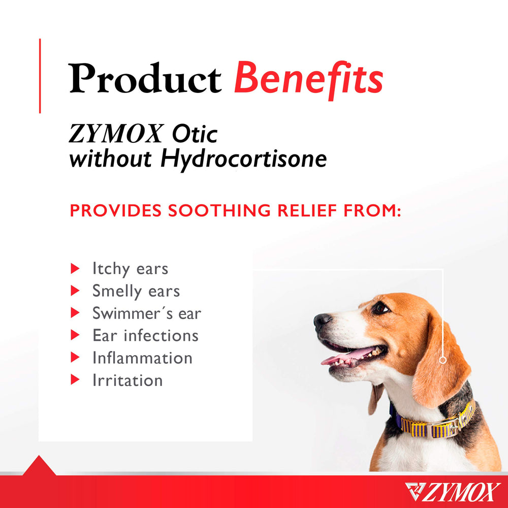 Zymox Otic gentle-application shows soothing care for dogs and cats.