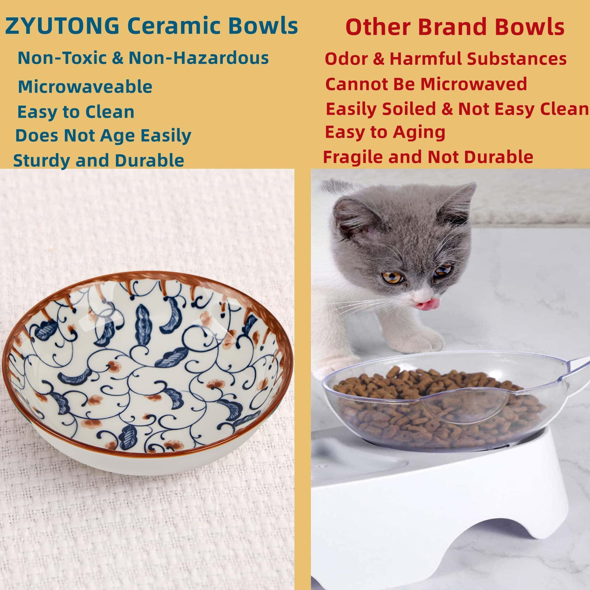 ZYUTONG bowls showing separation for wet and dry foods for easy meal prep.